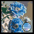 Blue Rose Flower Home decoration Bricked Mosaic Portrait 16x16"