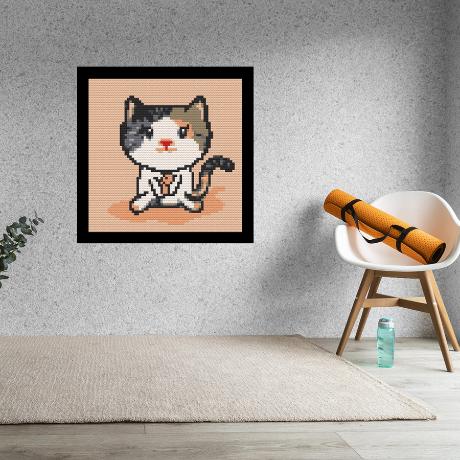 Cute Cartoon Cat  Home Decor Bricked Mosaic Portrait 20x20