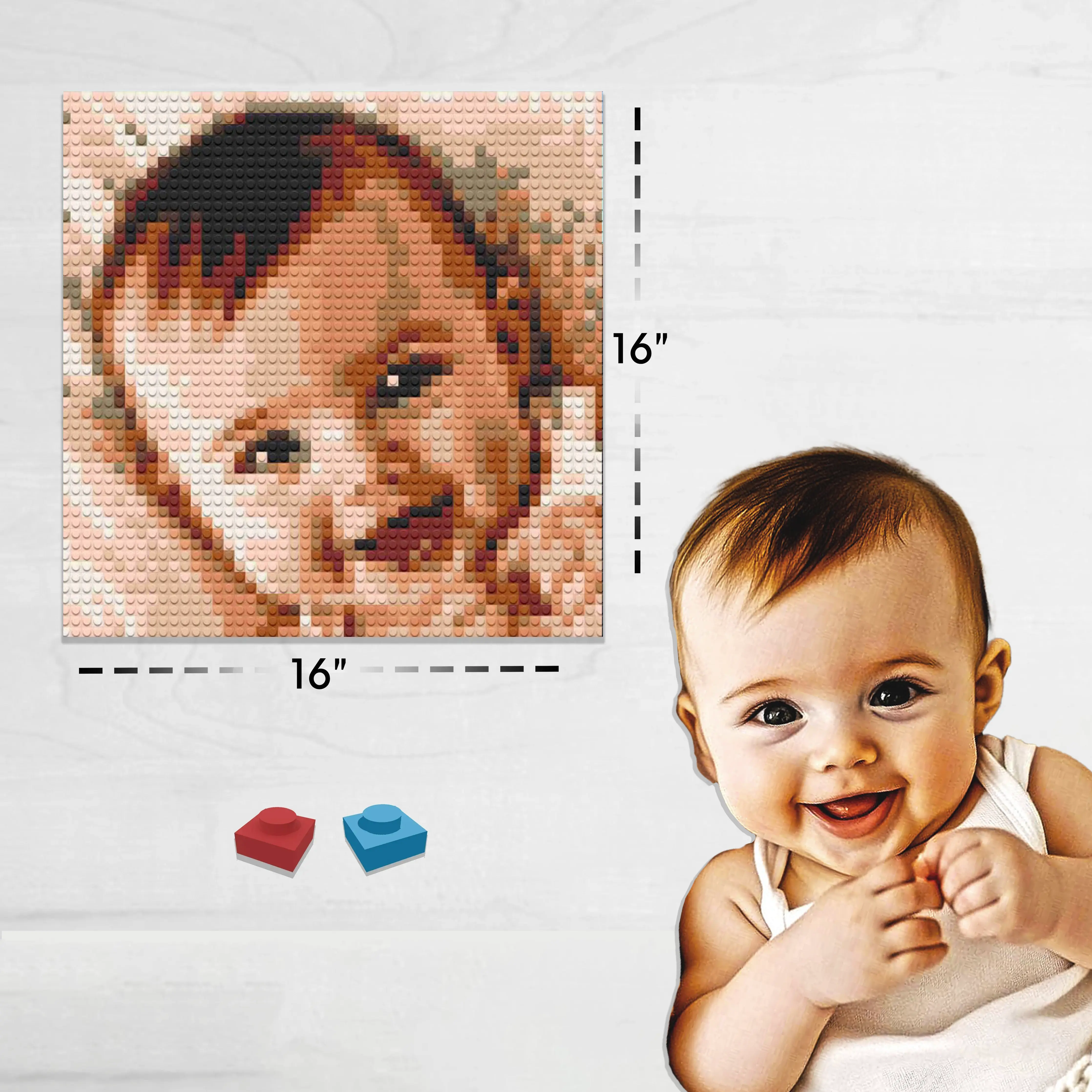 Custom Bricked Mosaic Portrait 16x16"