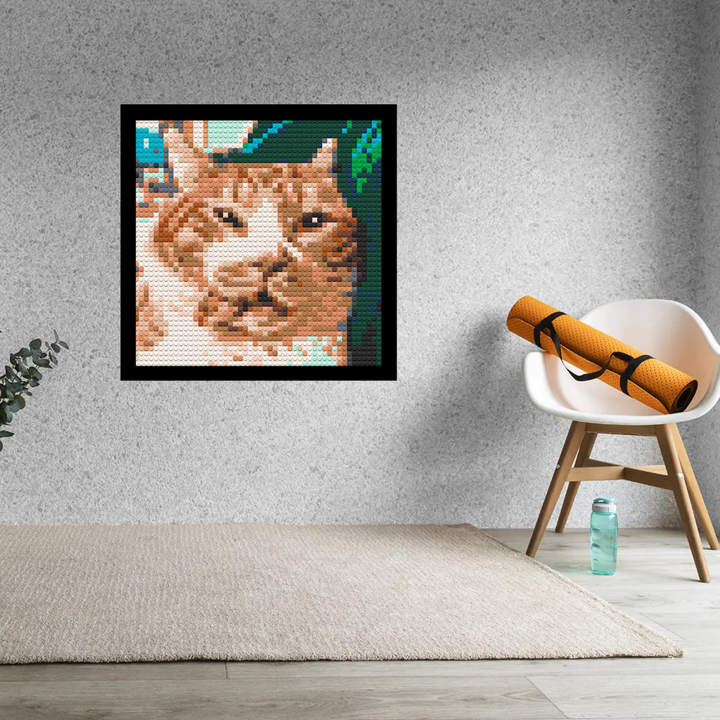 Funny Cat Selfie Home decoration Bricked Mosaic Portrait 16x16"