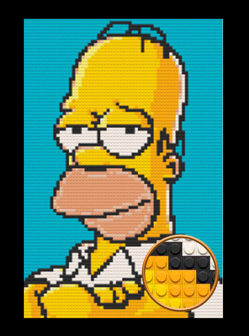 Homer Art Piece Home Wall Decor Bricked Mosaic Portrait 20x30