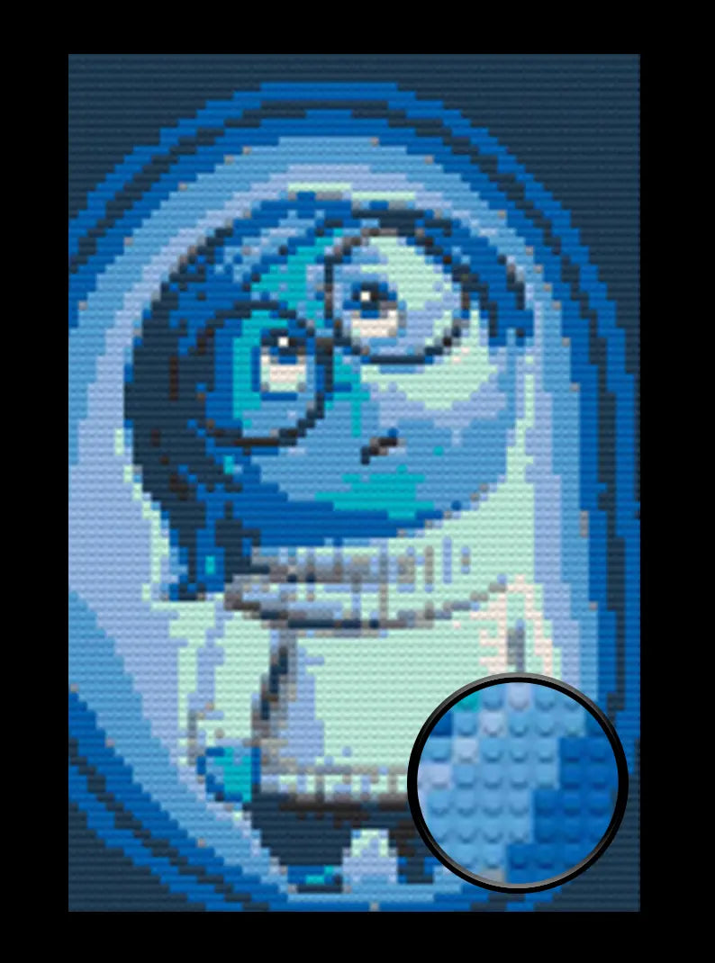 Inside Out Sadness Bricked Mosaic Home Decor 20x30" Memobrick