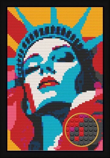 POP ART STATUE OF LIBERTY BRICKED MOSAIC PORTRAIT 20X30