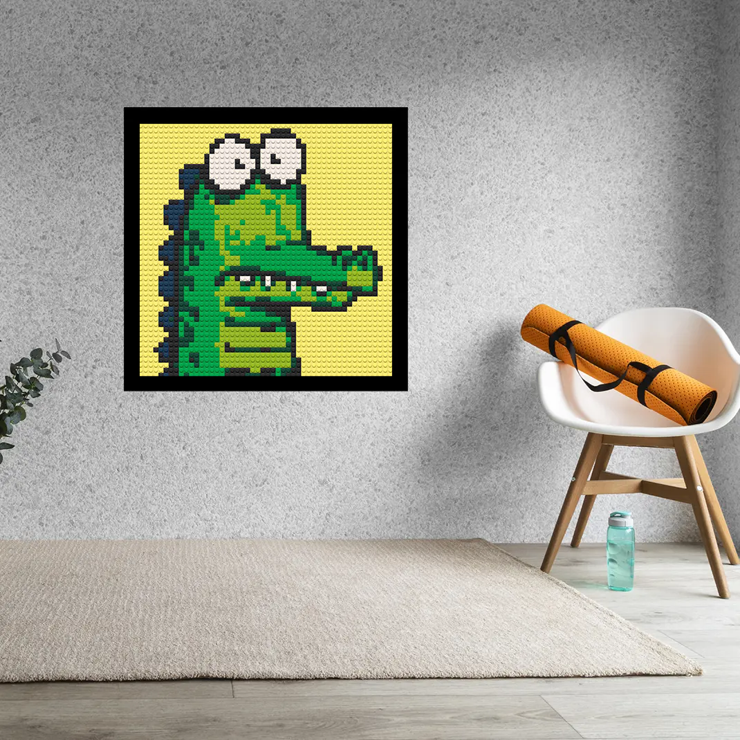 Shocked Crocodile Home decoration Bricked Mosaic Portrait 16x16"